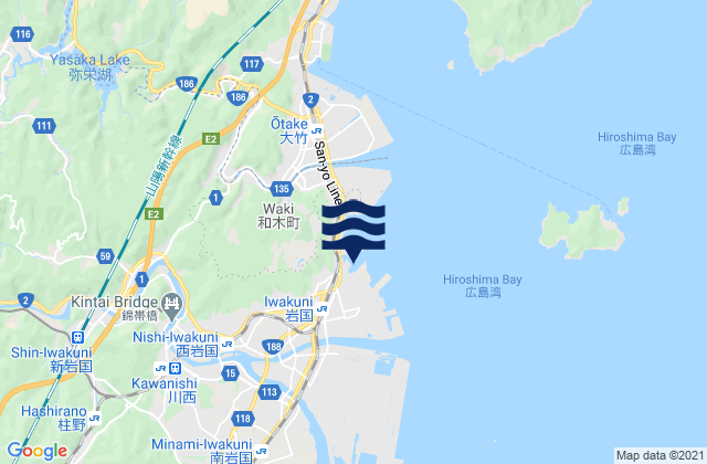 Karte der Gezeiten Shimminato, Japan