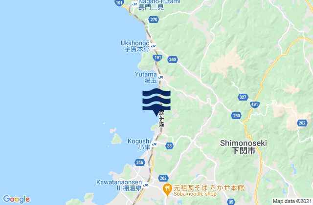 Karte der Gezeiten Shimonoseki Shi, Japan