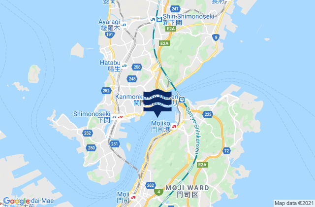 Karte der Gezeiten Shimonoseki, Japan