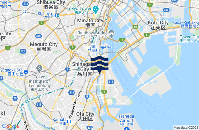 Karte der Gezeiten Shinagawa-ku, Japan