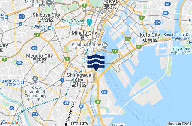 Karte der Gezeiten Shinagawa Tokyo Ko, Japan
