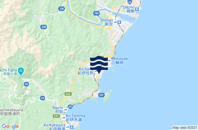 Karte der Gezeiten Shingū-shi, Japan