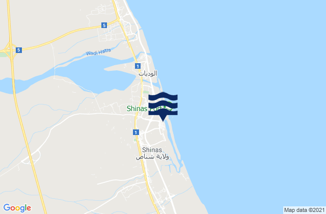 Karte der Gezeiten Shināş, Oman