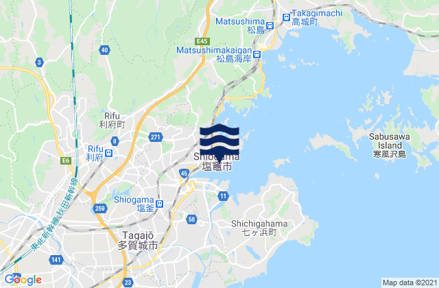 Karte der Gezeiten Shiogama Shi, Japan