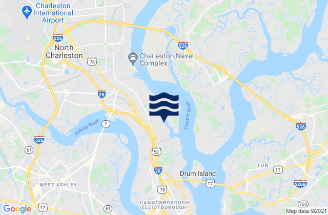 Karte der Gezeiten Shipyard Creek (0.8 mile above entrance), United States