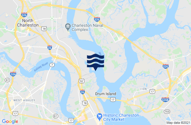 Karte der Gezeiten Shipyard Creek entrance, United States