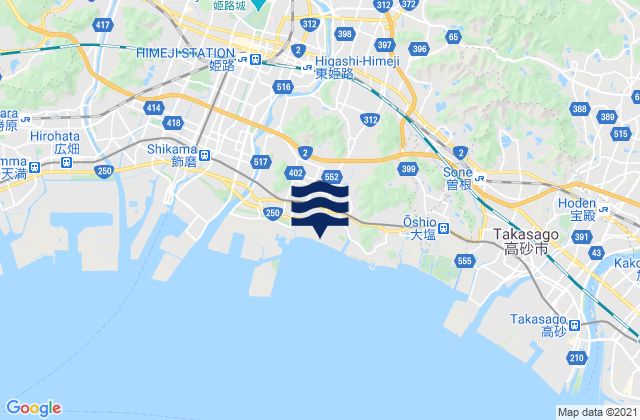 Karte der Gezeiten Shirahamachō-usazakiminami, Japan