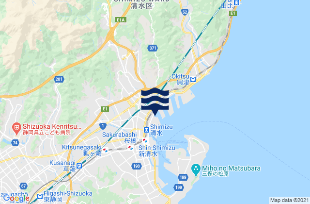 Karte der Gezeiten Shizuoka-shi, Japan
