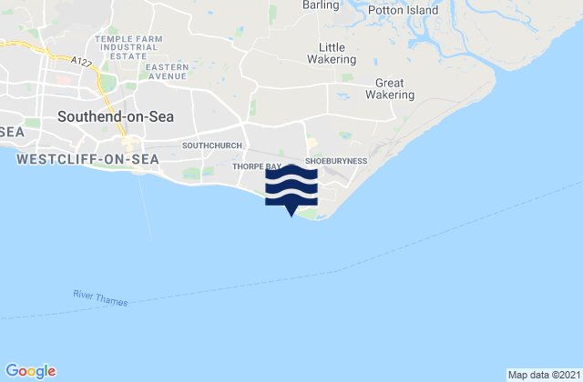 Karte der Gezeiten Shoebury Common Beach, United Kingdom
