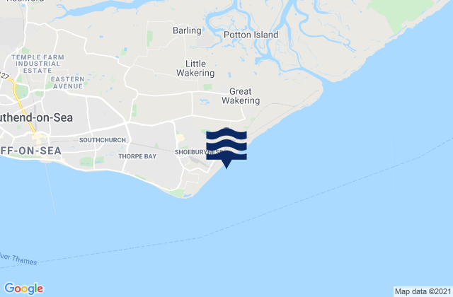 Karte der Gezeiten Shoebury East Beach, United Kingdom
