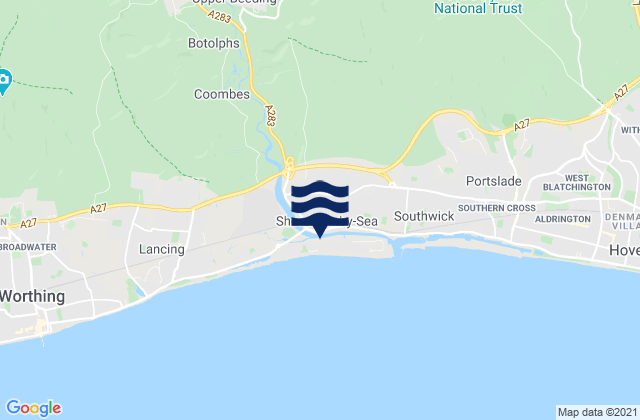 Karte der Gezeiten Shoreham-by-Sea, United Kingdom