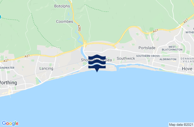 Karte der Gezeiten Shoreham Beach, United Kingdom