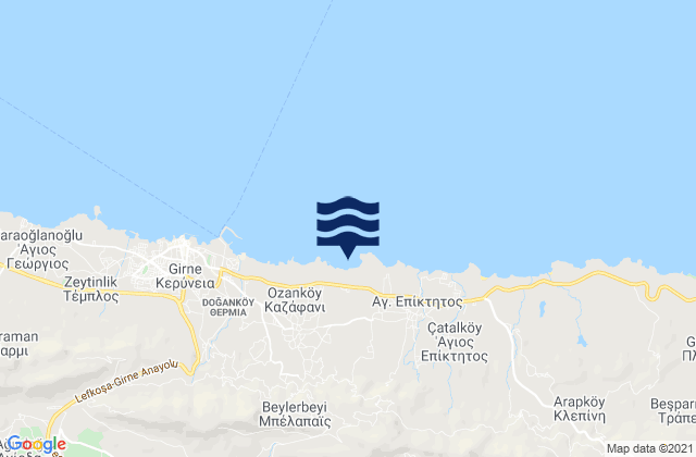 Karte der Gezeiten Sicharí, Cyprus