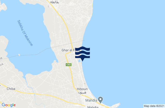 Karte der Gezeiten Sidi Ben Nour, Tunisia