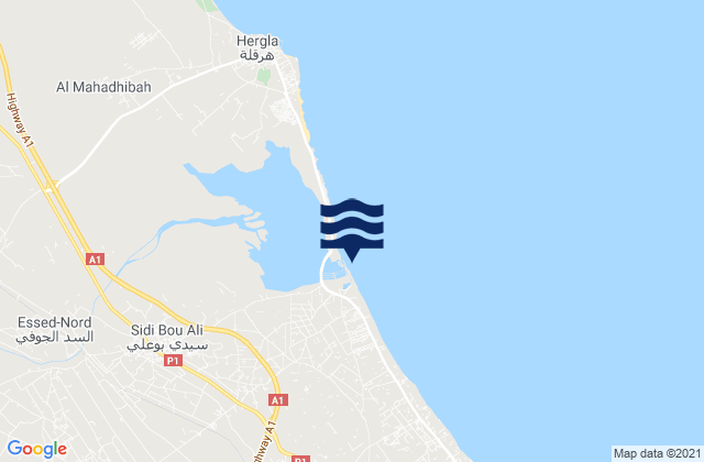 Karte der Gezeiten Sidi Bou Ali, Tunisia