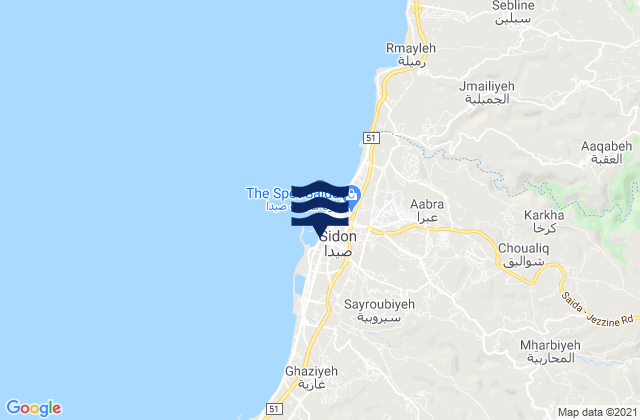Karte der Gezeiten Sidon, Lebanon