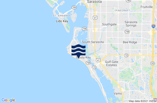 Karte der Gezeiten Siesta Key Beach, United States