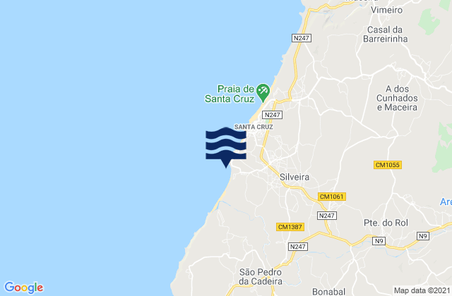 Karte der Gezeiten Silveira, Portugal