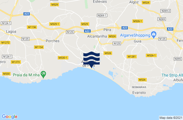 Karte der Gezeiten Silves, Portugal
