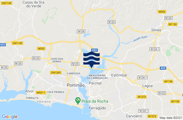 Karte der Gezeiten Silves, Portugal