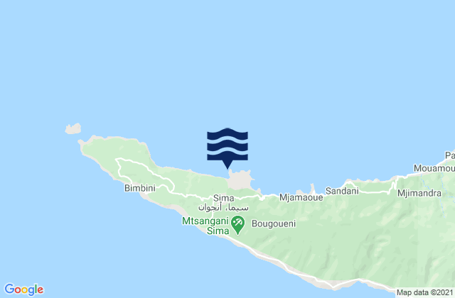 Karte der Gezeiten Sima, Comoros