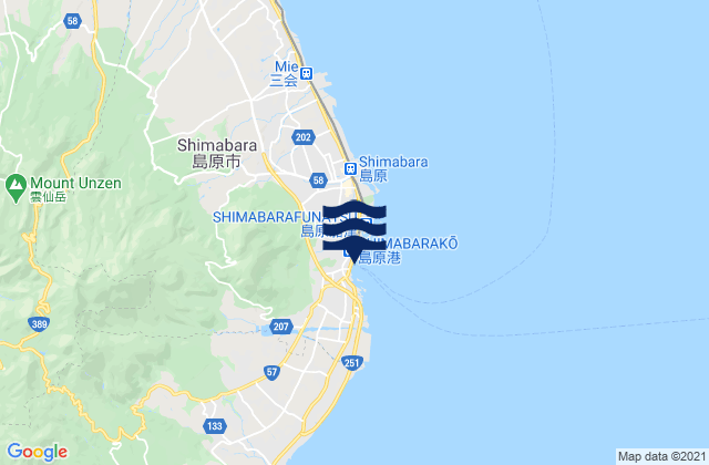 Karte der Gezeiten Simabara, Japan