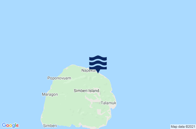 Karte der Gezeiten Simberi Island, Papua New Guinea