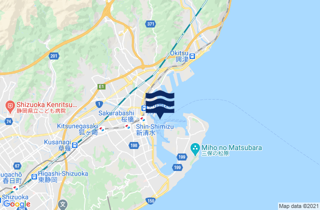 Karte der Gezeiten Simizu, Japan