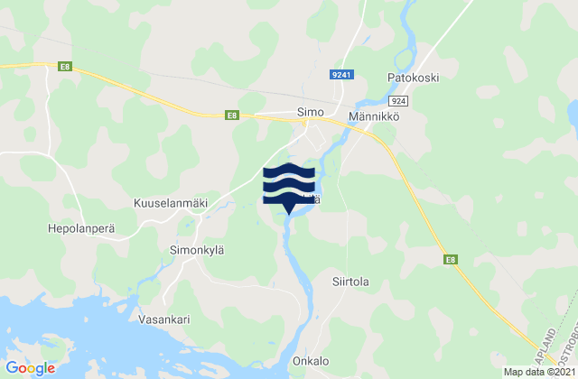 Karte der Gezeiten Simo, Finland
