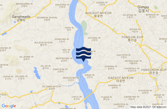 Karte der Gezeiten Sinan-ni Yom-ha, South Korea