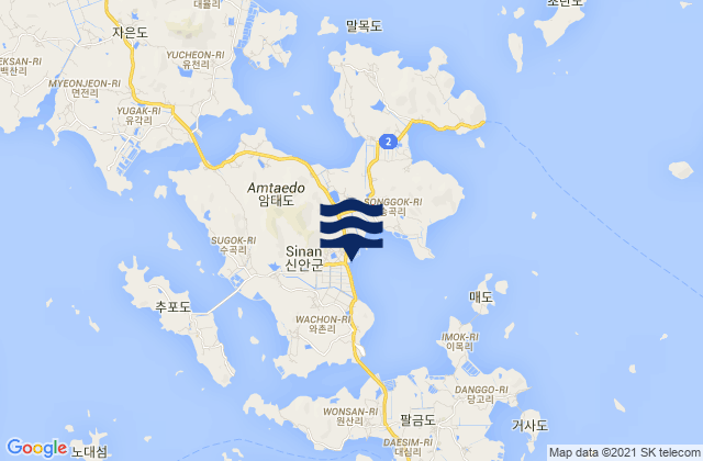 Karte der Gezeiten Sinan, South Korea