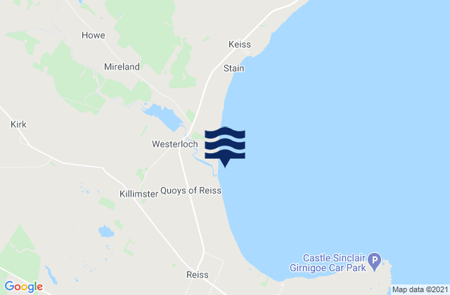 Karte der Gezeiten Sinclairs Bay - Beach, United Kingdom