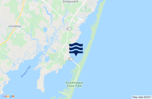 Karte der Gezeiten Sinepuxent Bay, United States