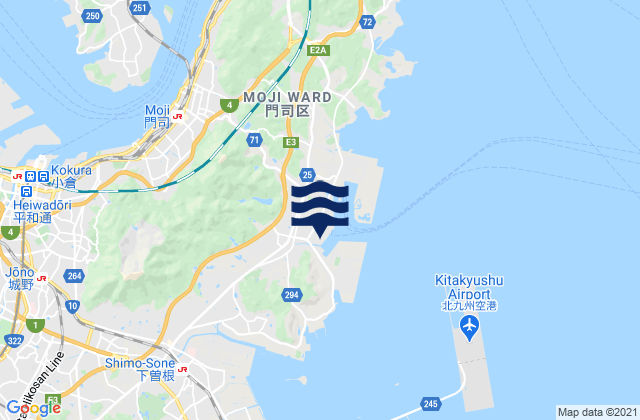 Karte der Gezeiten Sinmozi, Japan