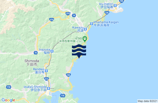Karte der Gezeiten Sirahama (Izu), Japan