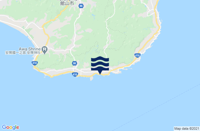 Karte der Gezeiten Sirahama (Tiba), Japan