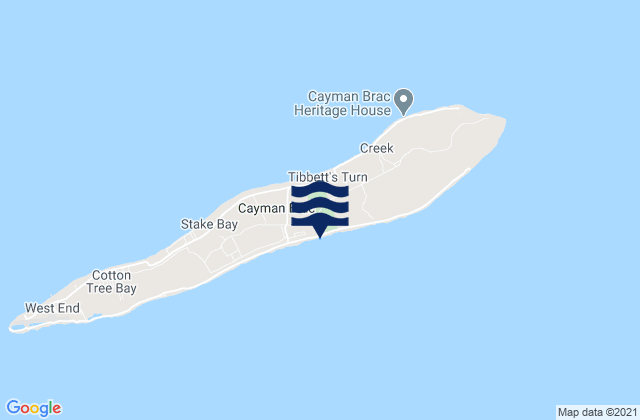 Karte der Gezeiten Sister Island, Cayman Islands