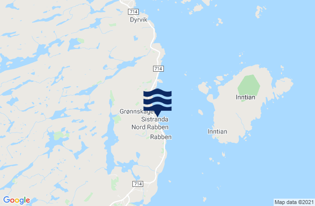 Karte der Gezeiten Sistranda, Norway