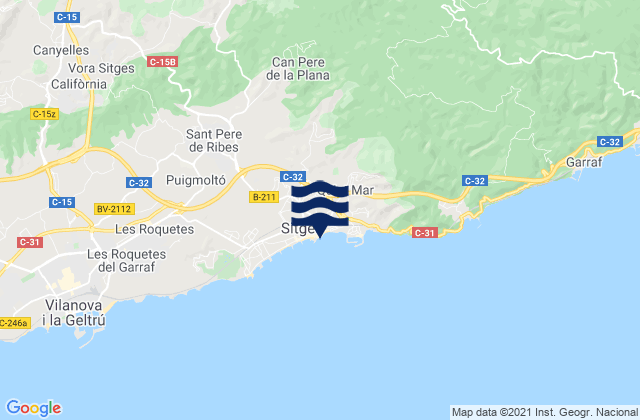 Karte der Gezeiten Sitges, Spain