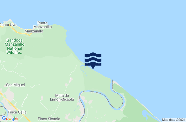 Karte der Gezeiten Sixaola, Costa Rica