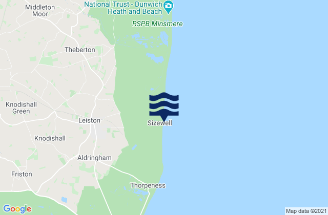 Karte der Gezeiten Sizewell Beach, United Kingdom