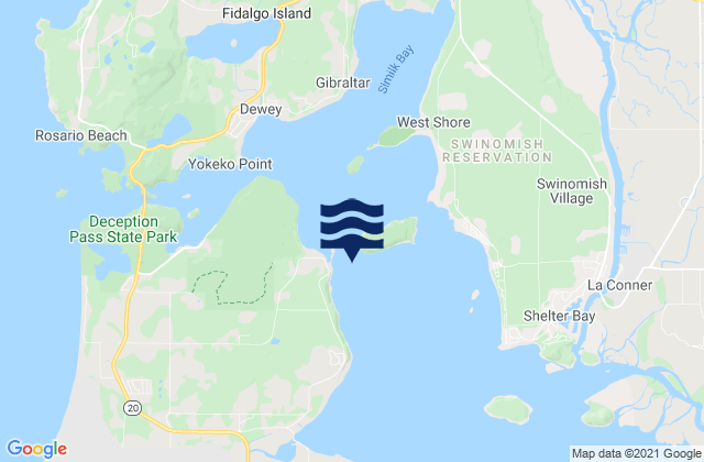 Karte der Gezeiten Skagit Bay channel SW of Hope Island, United States