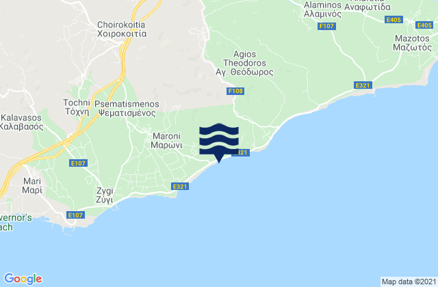 Karte der Gezeiten Skarínou, Cyprus