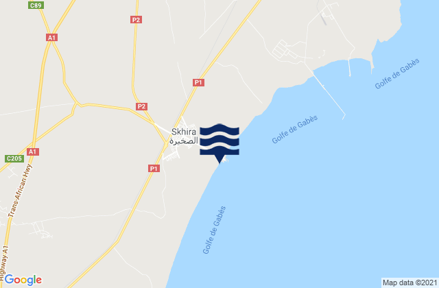 Karte der Gezeiten Skhira, Tunisia