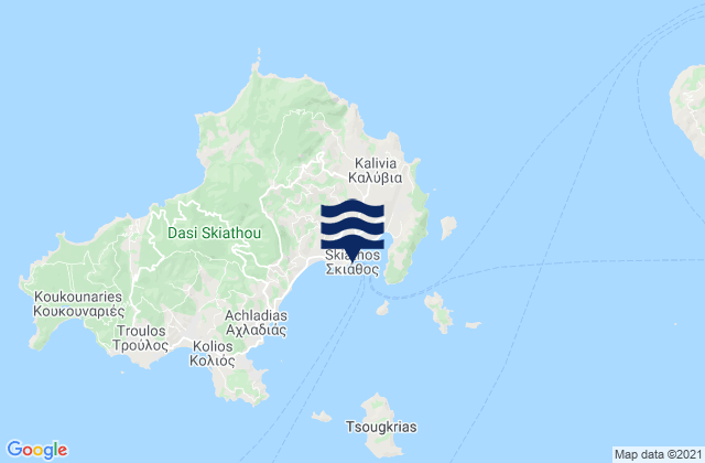 Karte der Gezeiten Skiáthos, Greece