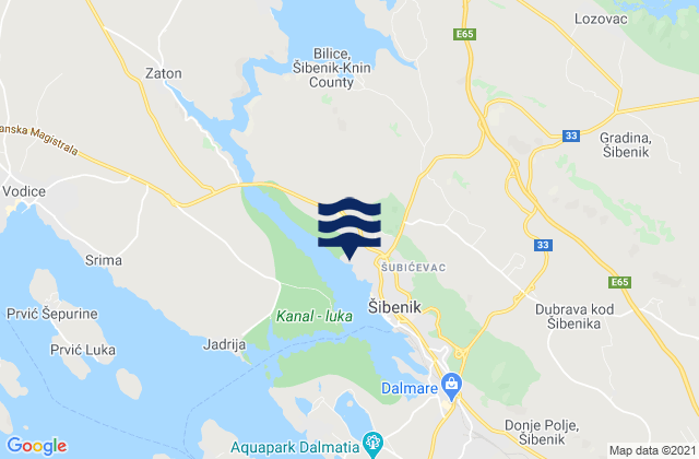 Karte der Gezeiten Skradin, Croatia