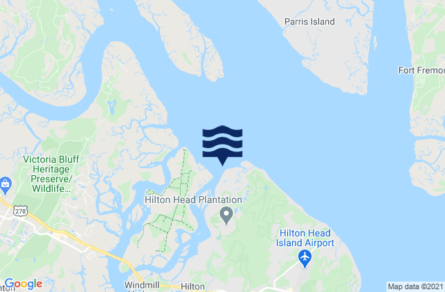 Karte der Gezeiten Skull Creek (North Entrance Hilton Head Island), United States