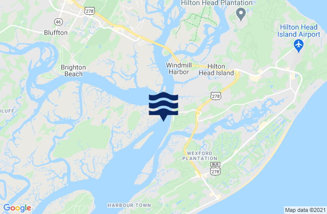 Karte der Gezeiten Skull Creek (South Entrance Hilton Head Island), United States