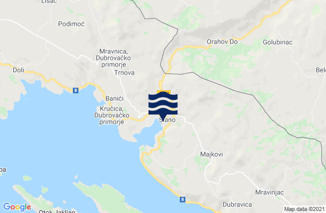 Karte der Gezeiten Slano, Croatia