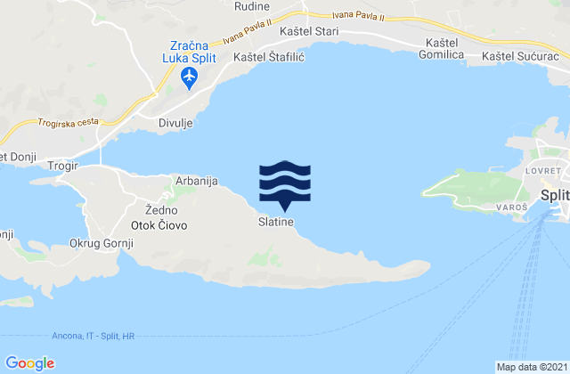 Karte der Gezeiten Slatine, Croatia